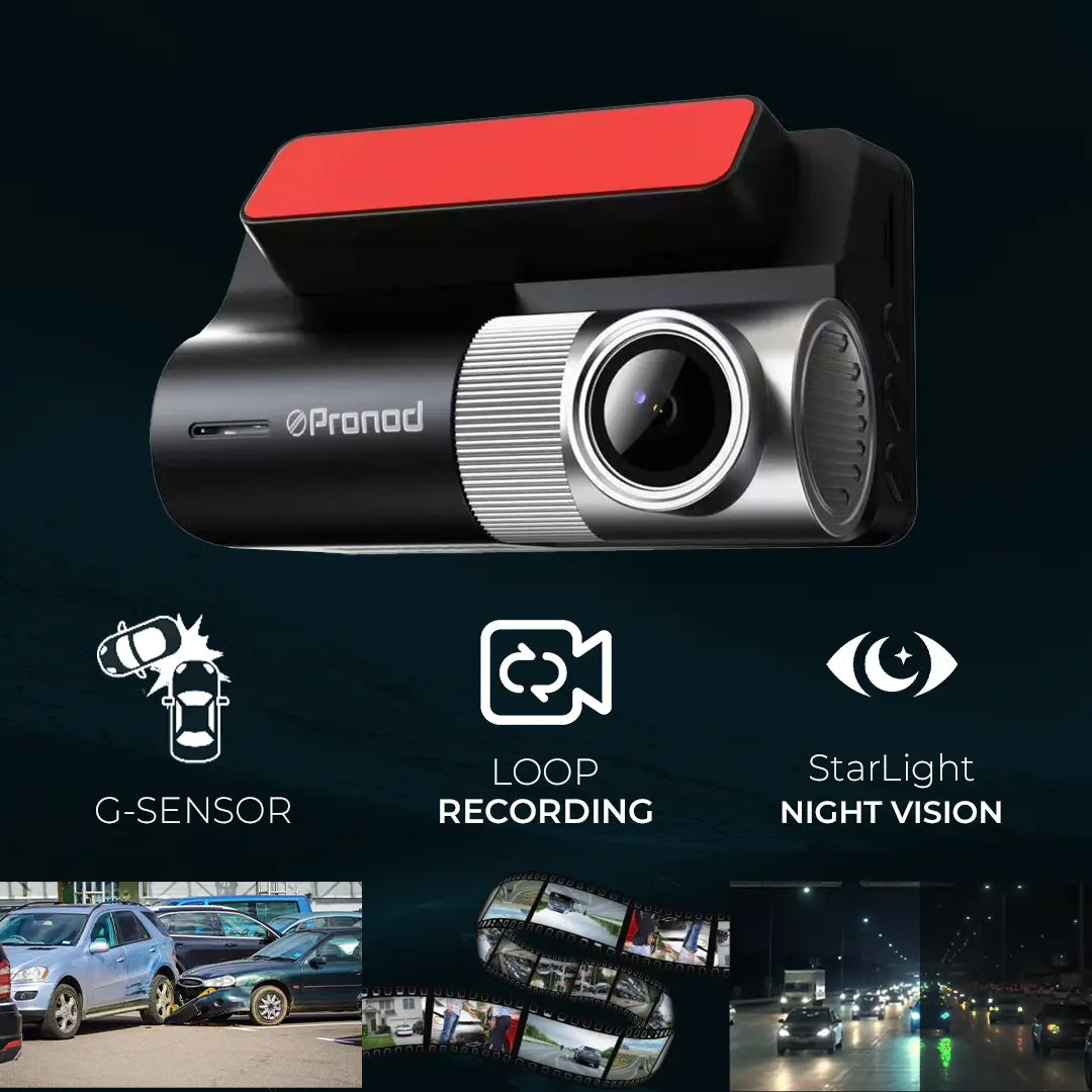 PRONOD Car Dash Camera Front and Rear | 2K + 1K Dual Recording | WiFi Dashcam with App, 3" IPS Display, Built-in Mic, Night Vision, G-Sensor | 24H Parking Mode | Supports 512GB