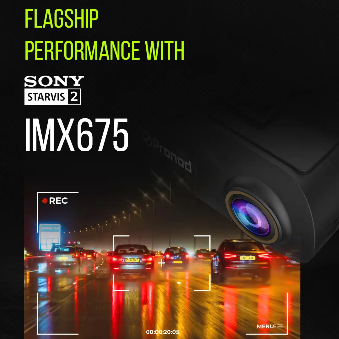 PRONOD 6K Triple Dash Cam for Car Front and Rear | Dashcam for Car with Mic | AI Voice Control, ADAS, 2.45" Display, Sony Starvis 2 Sensor, GPS Tracking, WiFi App, 24H Parking Mode, Supports 512GB