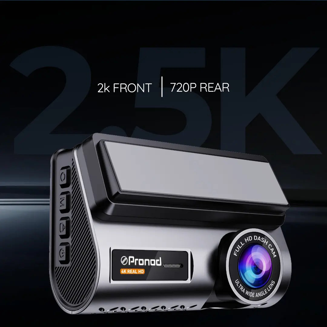 PRONOD Dash Cam for Car Front and Rear | Dashcam for Car with Mic | AI Voice Control, ADAS, Sensor, GPS Tracking, WiFi App, 24H Parking Mode, Supports 512GB (Pro_5GP)