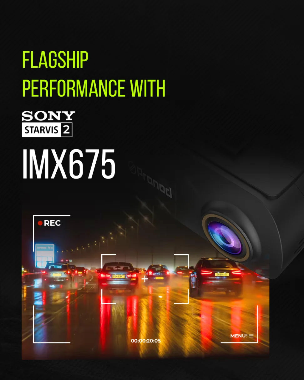 PRONOD 6K Triple Dash Cam for Car Front and Rear | Dashcam for Car with Mic | AI Voice Control, ADAS, 2.45" Display, Sony Starvis 2 Sensor, GPS Tracking, WiFi App, 24H Parking Mode, Supports 512GB