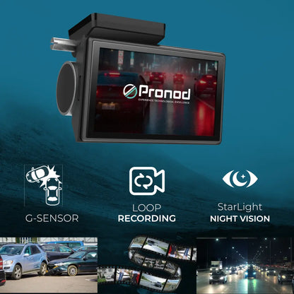 PRONOD 4K+2.5K Dash Cam for Car Front and Rear | Dashcam for Car with Mic, 3" Touch Screen, ADAS, GPS Tracking, Night Vision, WiFi App Control, 24H Parking Mode, Supports 512GB | Free Hardwire Kit